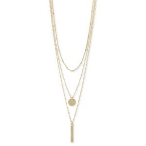 Gold Delicate Chain Triple Layer Charms Necklace